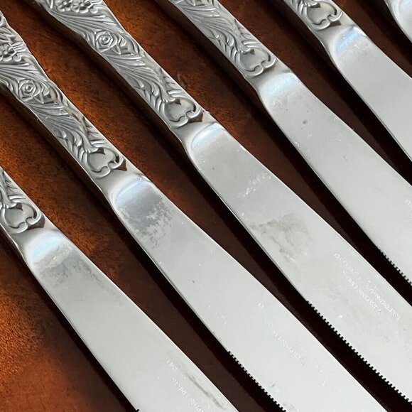 9 Vintage Reed & Barton Modern Flora Select Dinner Knives Stainless Flatware 9" - Picture 6 of 10